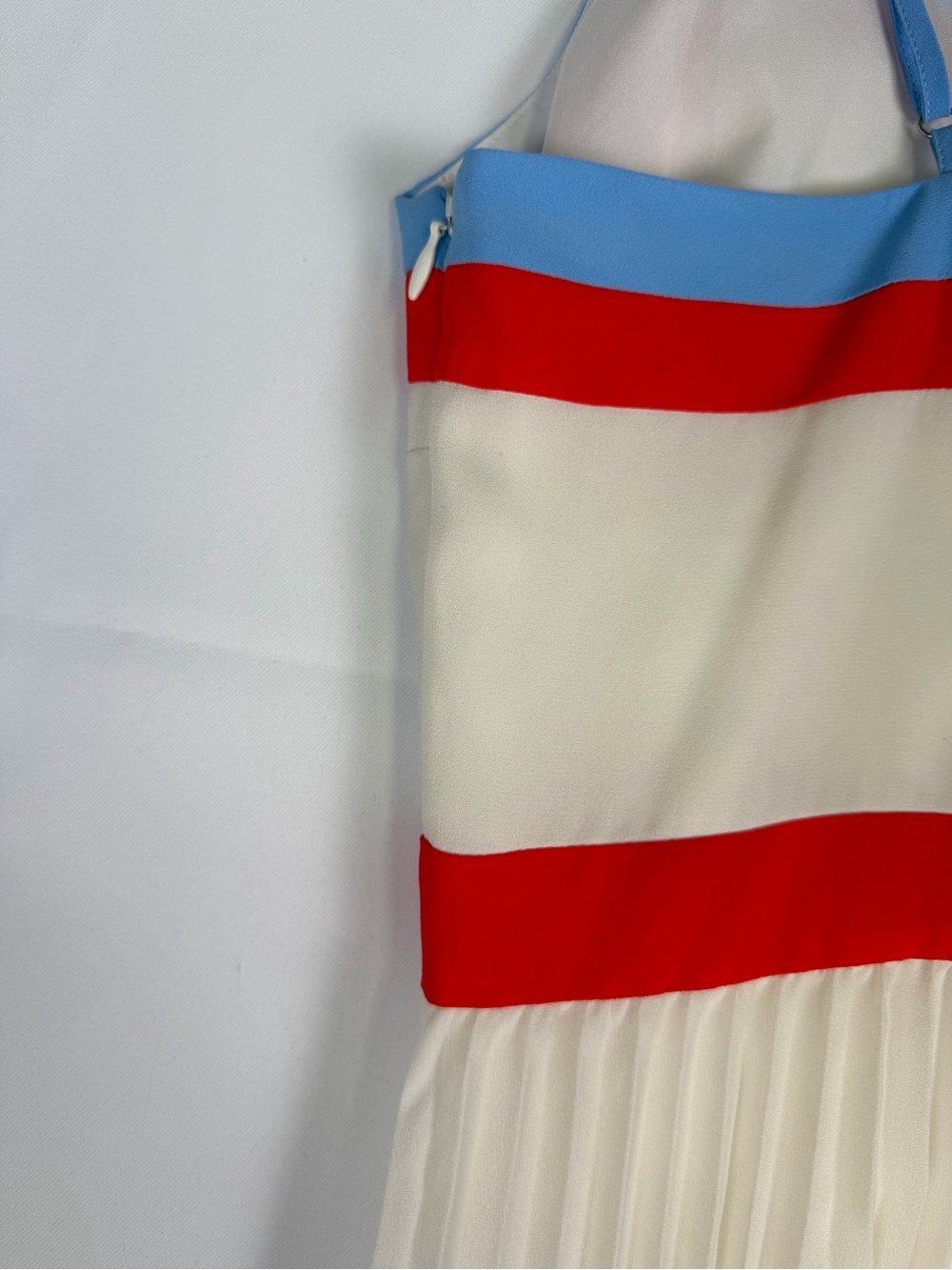 Banana Republic White Pleated Summer Midi Dress with Red & Light Blue Trim-4 - Picture 7 of 16